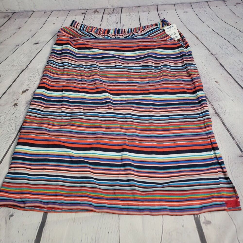 Olive & Oak Multicolor Striped Maxi Skirt w/Side Slits size Lg NWT Side Zip